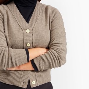 Everlane Cashmere Varsity Cardigan, heathered sand, XS